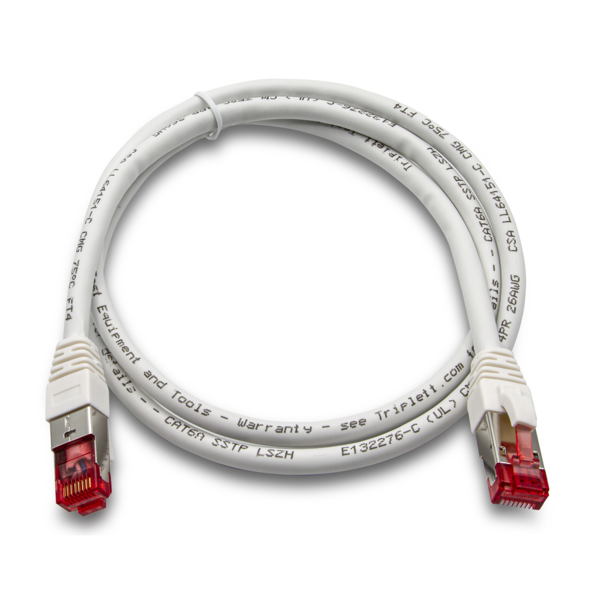 Triplett CAT6A-3WH CAT 6A 10GBPS Professional Grade, SSTP 26AWG Patch Cable 3' White